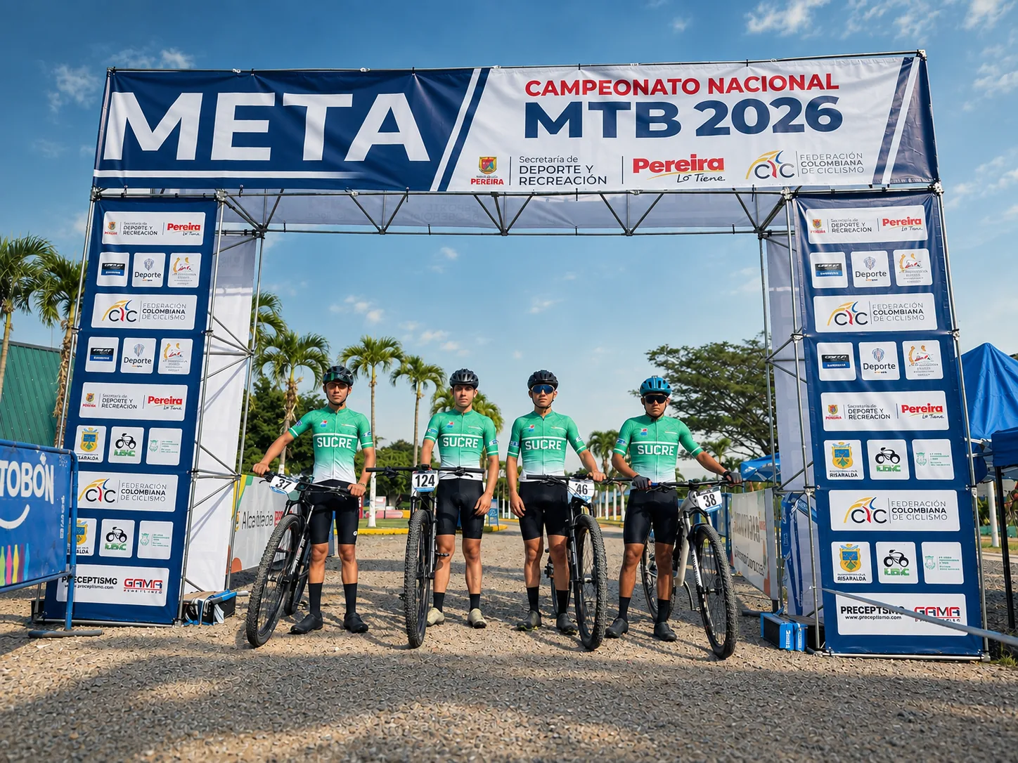 Equipo de Sucre en la meta del Campeonato Nacional MTB 2026
